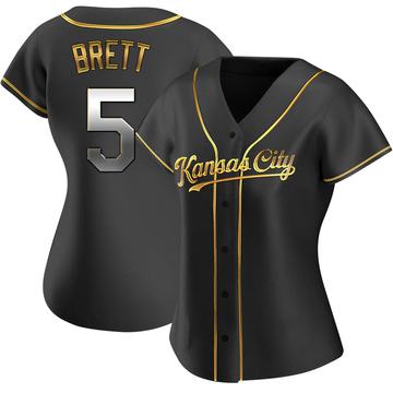 Kansas City Royals #5 George Brett Mlb Golden Brandedition Black